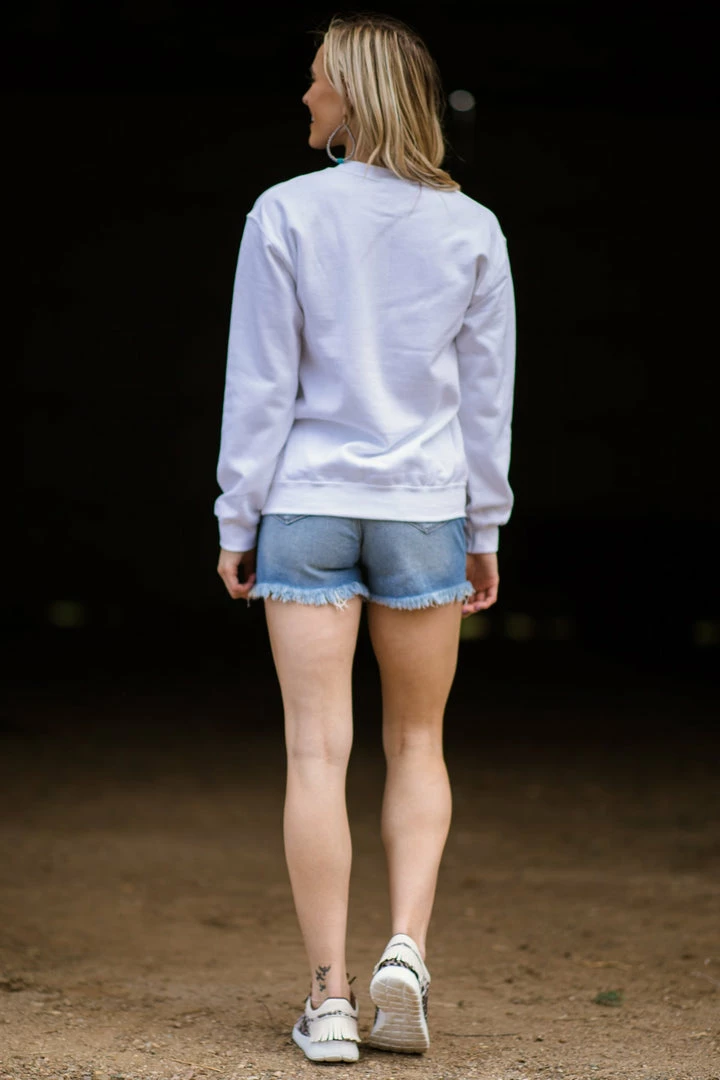 ALPHIA SWEATSHIRTS & HOODIES White And Turquoise Junkie Graphic Sweatshirt 6 ALPHIA SWEATSHIRTS & HOODIES White And Turquoise Junkie Graphic Sweatshirt