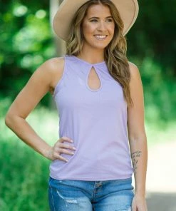 BIBI Tops Lavender Tank With Keyhole