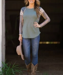 7th Ray Olive Multicolor Mixed Print Sleeve Top Tops