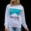 ALPHIA SWEATSHIRTS & HOODIES White And Turquoise Junkie Graphic Sweatshirt