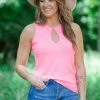 BIBI Neon Pink Tank With Keyhole Tops