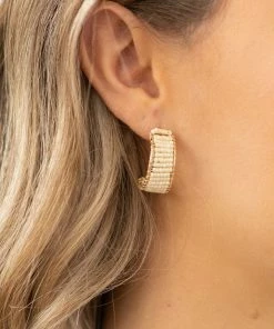 Crystals Trading Inc Accessories Ivory Half Moon Beaded Earrings