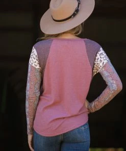7th Ray Dusty Rose Multicolor Mixed Print Sleeve Top 7 7th Ray Dusty Rose Multicolor Mixed Print Sleeve Top
