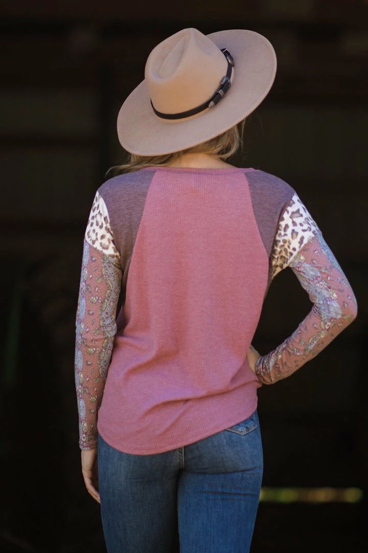 7th Ray Dusty Rose Multicolor Mixed Print Sleeve Top 5 7th Ray Dusty Rose Multicolor Mixed Print Sleeve Top