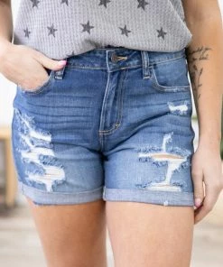 Bottoms Cello Relaxed Fit Double Cuffed Shorts