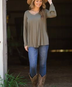Julian J Olive V-Neck Top