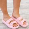 Forever Link Shoes Baby Pink Double Strap Slide On Sandals