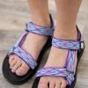Ultimate Sports Purple Multicolor Aztec Strap Sandals Shoes
