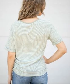 Staccato Light Olive Stripe Henley Top 7 Staccato Light Olive Stripe Henley Top