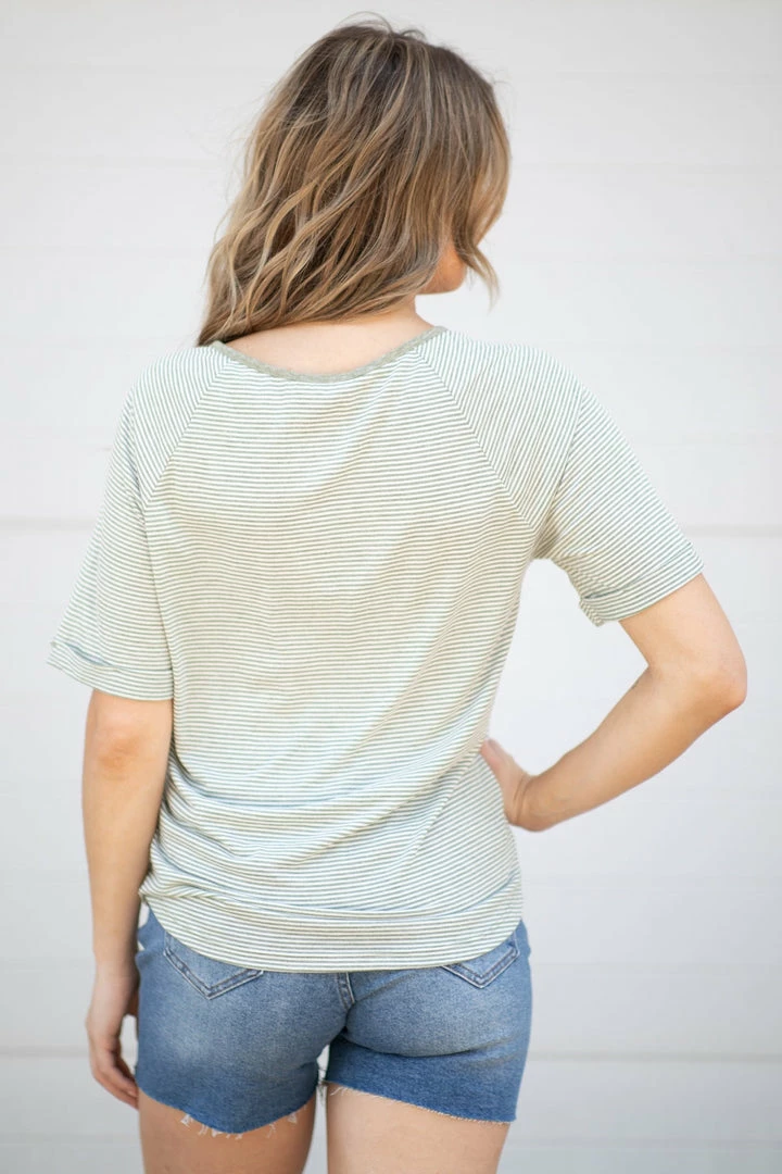 Staccato Light Olive Stripe Henley Top 5 Staccato Light Olive Stripe Henley Top