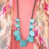 Isac Trading Accessories Turquoise And Gunmetal Slab Necklace