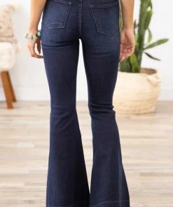Kancan Dark Wash Button Fly Flare Jeans Bottoms 8 Kancan Dark Wash Button Fly Flare Jeans Bottoms