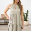 CY Fashion Dresses Sage Tiered Dress With Keyhole Detail