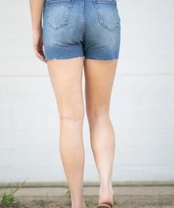 Cello Button Fly Distressed Mid Length Short