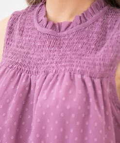 Shewin TANK TOPS Orchid Swiss Dot Smocked Yoke Tank 11 Shewin TANK TOPS Orchid Swiss Dot Smocked Yoke Tank