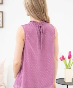 Shewin TANK TOPS Orchid Swiss Dot Smocked Yoke Tank 10 Shewin TANK TOPS Orchid Swiss Dot Smocked Yoke Tank
