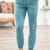Zenana Teal Cuffed Elastic Waist Joggers