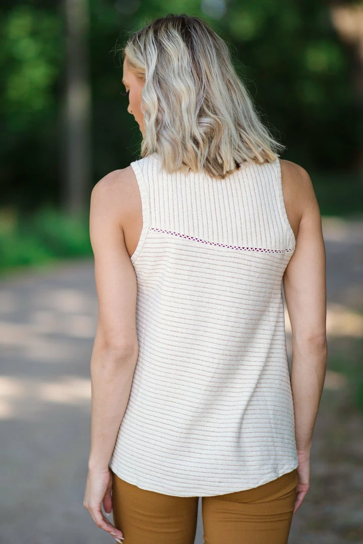 Doe & Rae Beige Rib Knit Asymmetrical Seam Tank Tops 5 Doe & Rae Beige Rib Knit Asymmetrical Seam Tank Tops