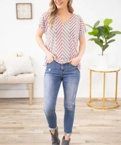 Lovely Melody SHORT SLEEVES Neon Pink And Grey Chevron Textured Knit Top 11 Lovely Melody SHORT SLEEVES Neon Pink And Grey Chevron Textured Knit Top