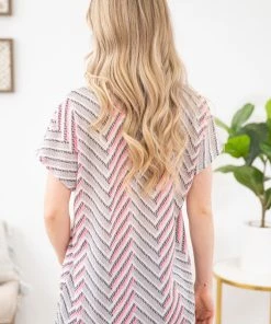 Lovely Melody SHORT SLEEVES Neon Pink And Grey Chevron Textured Knit Top 12 Lovely Melody SHORT SLEEVES Neon Pink And Grey Chevron Textured Knit Top