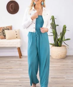 Zenana Turquoise Smocked Bodice Strapless Jumpsuit Dresses 9 Zenana Turquoise Smocked Bodice Strapless Jumpsuit Dresses