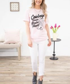 Blume & Co. SHORT SLEEVES Baby Pink Never Broke My Heart Graphic Tee
