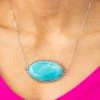 Isac Trading Accessories Turquoise Oval Pendant Choker Necklace