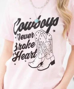 Blume & Co. SHORT SLEEVES Baby Pink Never Broke My Heart Graphic Tee