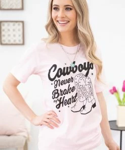 Blume & Co. SHORT SLEEVES Baby Pink Never Broke My Heart Graphic Tee