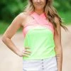 BIBI Tops Neon Pink And Yellow Criss-Cross Strap Tank