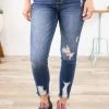 Bottoms Cello Dark Wash Distressed Fray Hem Crop Jean