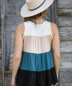 Perfect Peach Beige And Teal Colorblock Tank Tops 7 Perfect Peach Beige And Teal Colorblock Tank Tops