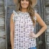 CES FEMME Ivory Multicolor Chevron Arrow Print Top Tops
