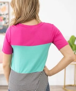 Heimish Tops Fuchsia And Turquoise Stripe Colorblock Top 7 Heimish Tops Fuchsia And Turquoise Stripe Colorblock Top