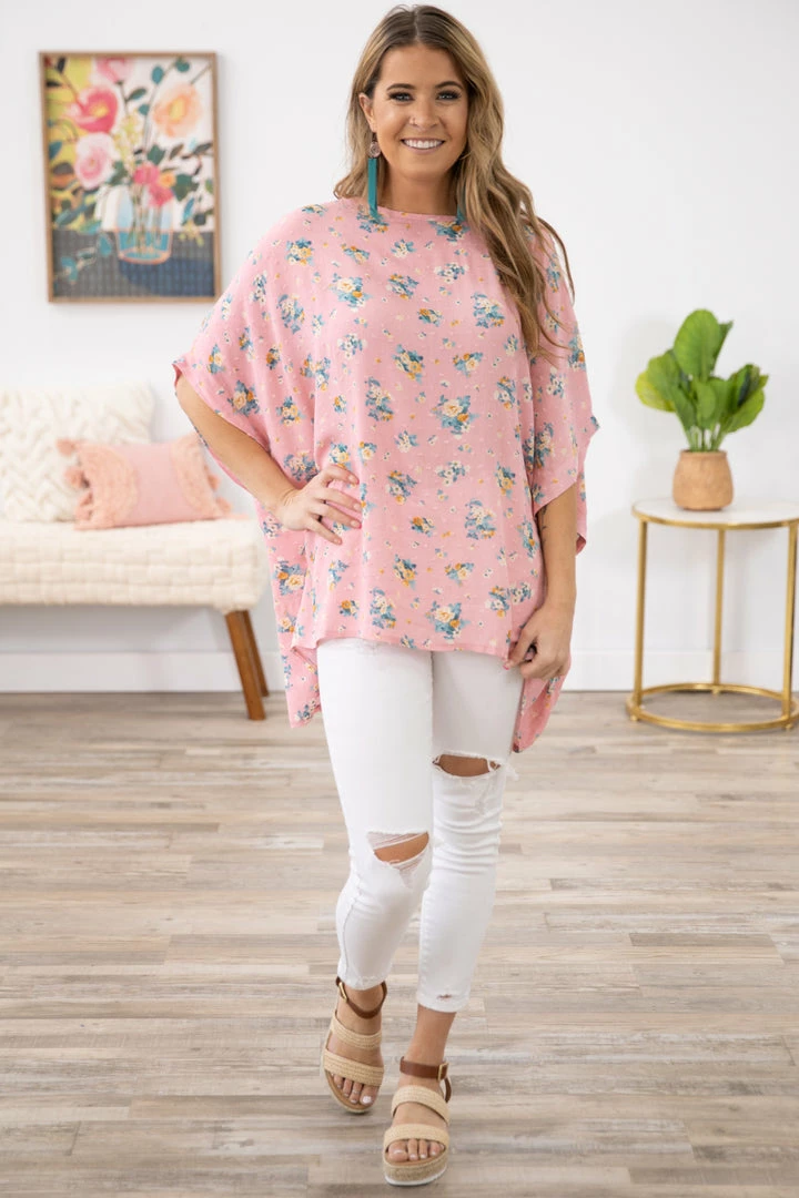 Blumin Apparel Blush Multicolor Floral Print Tunic Top Tops 5 Blumin Apparel Blush Multicolor Floral Print Tunic Top Tops