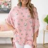 Blumin Apparel Blush Multicolor Floral Print Tunic Top Tops