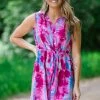 Solution Hot Pink And Blue Tie Dye Shirt Dress