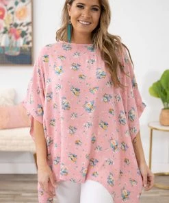 Blumin Apparel Blush Multicolor Floral Print Tunic Top Tops