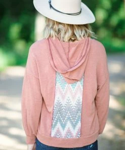 Sugarfox Cinnamon Hooded Top With Chevron Detail