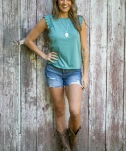 Supreme Fashion Tops Jade Crochet Trim Tank