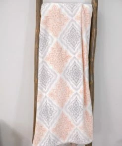 CROWN WHOLE Accessories Grey And Peach Medallion Print Blanket