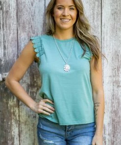 Supreme Fashion Tops Jade Crochet Trim Tank