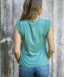 Supreme Fashion Tops Jade Crochet Trim Tank