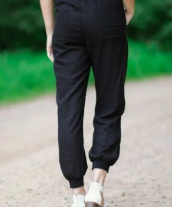 Love Tree Black Smocked Waist Jogger Pant Bottoms