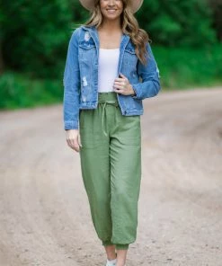 Love Tree Bottoms Olive Smocked Waist Jogger Pant