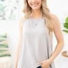 Tres Bien TANK TOPS Grey Textured Woven Tank