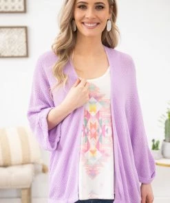 Staccato CARDIGANS Orchid Lightweight Waffle Knit Cardigan