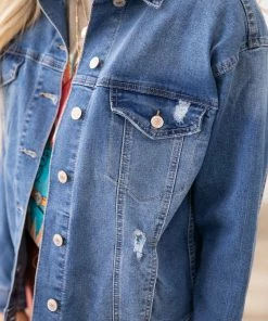 YMI Medium Wash Boyfriend Fit Denim Jacket Outerwear