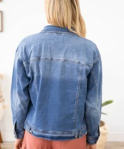 YMI Medium Wash Boyfriend Fit Denim Jacket Outerwear