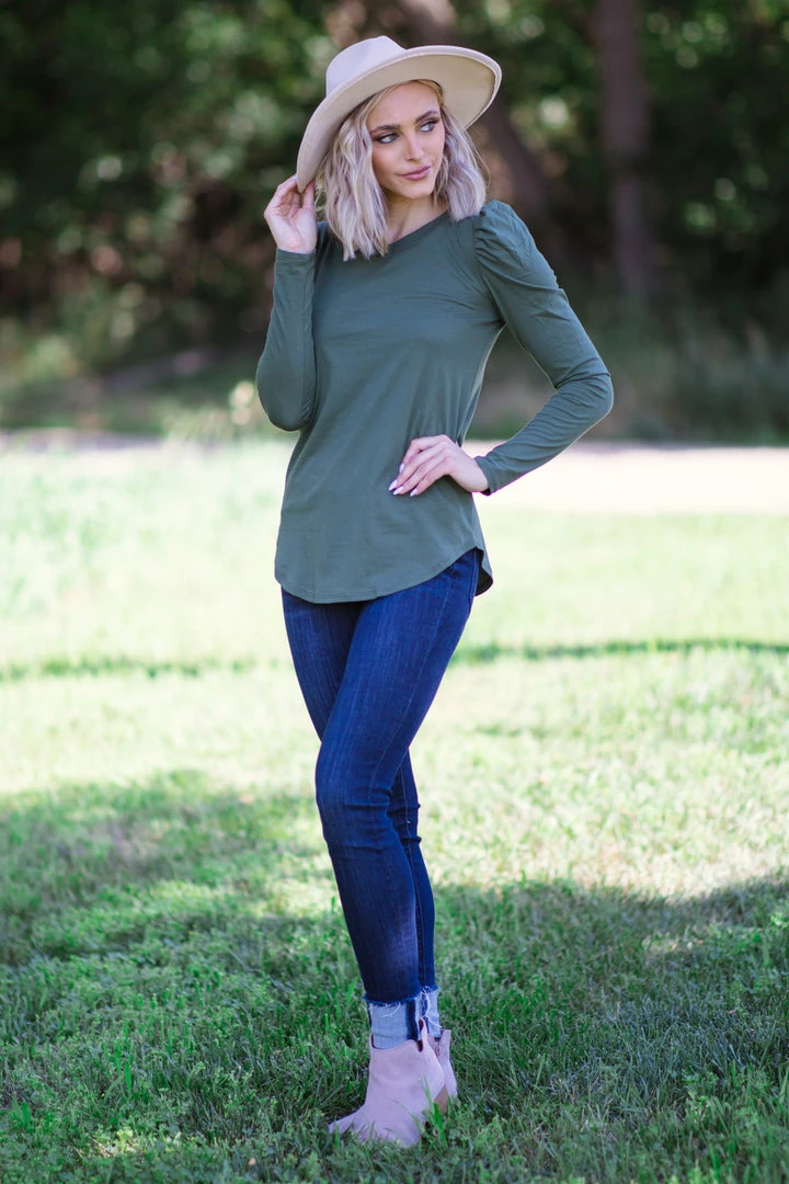 7th Ray Olive Puff Sleeve Top 5 7th Ray Olive Puff Sleeve Top